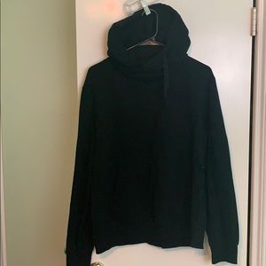 CROSS NECK BLACK HOODIE